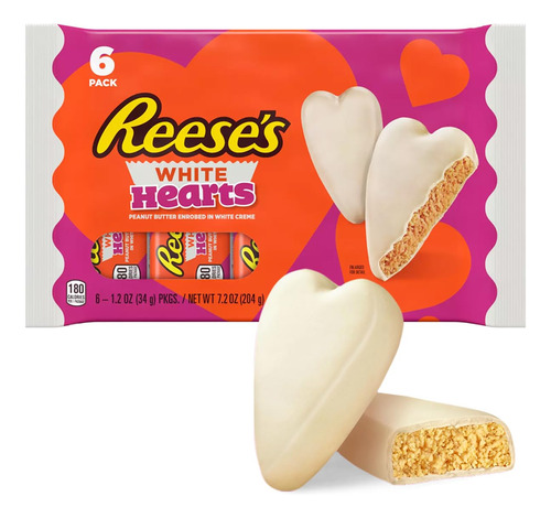 Reese'svalentine's White Creme Peanut Butter Hearts - 1.2oz/