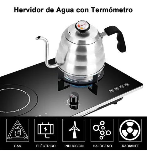 Jarra Tetera Cuello Cisne Termómetro Acero Inoxidable 700 Ml