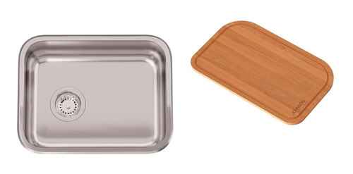 Pileta Cocina Johnson E44 + Tabla De Madera 44 X 34 X 15 C