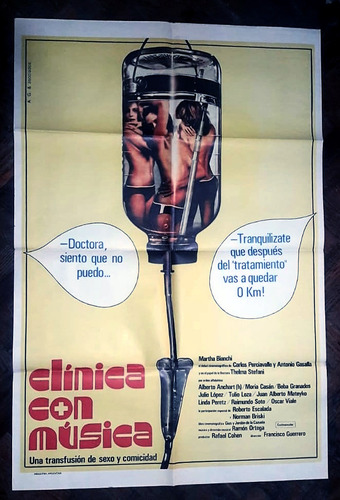 Afiche De Cine Original Clinica Con Música 1974.