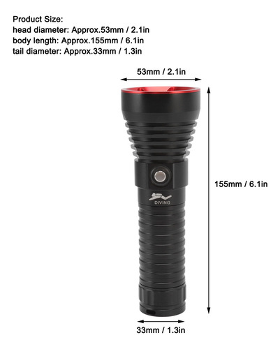 Lanterna De Mergulho Led Dive Torch 3000lm Ipx8 À Prova D'ág