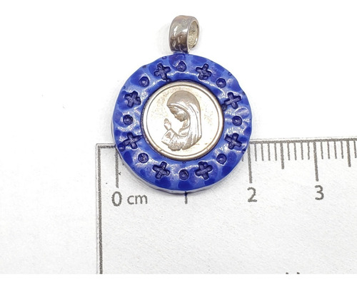 Imagen 4 de 5 de Dije Plata Resina Virgen Niña Azul