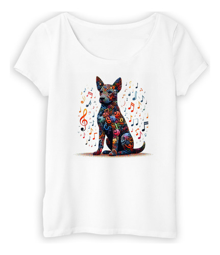 Remera Mujer Perro Simpatico Clave Fa Notas Musicales