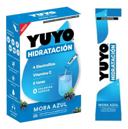 Yuyo Electrolitos Sabor Mora Azul C/10 Sobres
