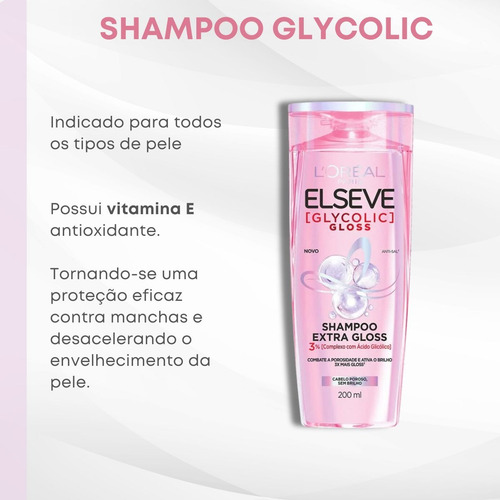 Shampoo Glycolic Sela Gloss Elseve Cabelo Poroso 400ml