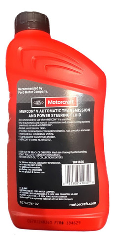 Aceite Motorcraft Mercon Lv Botella 946ml
