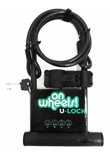 Candado U-lock Onwheels Largo Con Piola Y Soporte - Negro