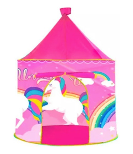 Castillo Carpa Infantil Unicornio Arco Iris Rosa Pijamada