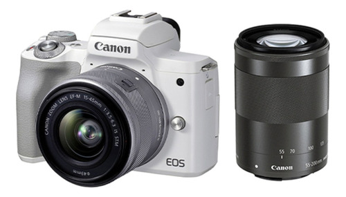 Kit Canon EOS M50 Mark II + 15-45 mm 3,5-6,3 IS STM lente +lente branca sem espelho de 55-200 mm
