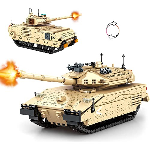 Newabwn 2 In 1 Army Tank Toy Building Set, The Merkava Mk4 -