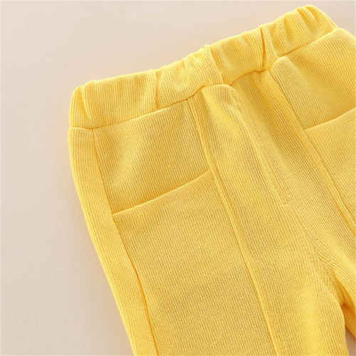 Conjunto Niño Sudadera Con Efecto De Doble Capa Y Pantalones Amarillo 2-3 Años