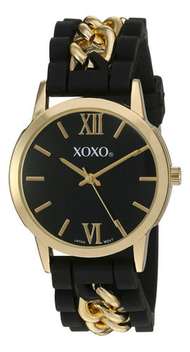 Reloj Xoxo Xo8101 Para Mujer, Cuarzo, Metal Y Caucho, Negro