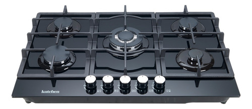 Parrilla Gas Kutchen Kpg22776b 5 Quemadores Cristal Negro