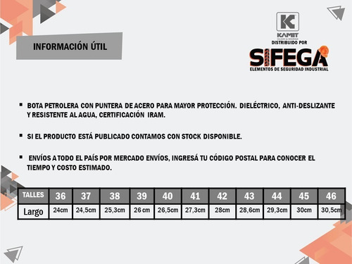 Imagen 8 de 9 de Bota Petrolera Kamet Punta De Acero Sifega