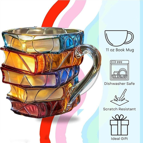 Taza De Libro Pintada, Taza De Café Hecha A Mano Con Libro D
