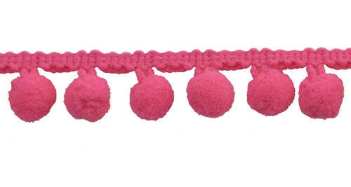 Fleco Pompon Fucsia Rollo Yarda Para Arte Manualidad