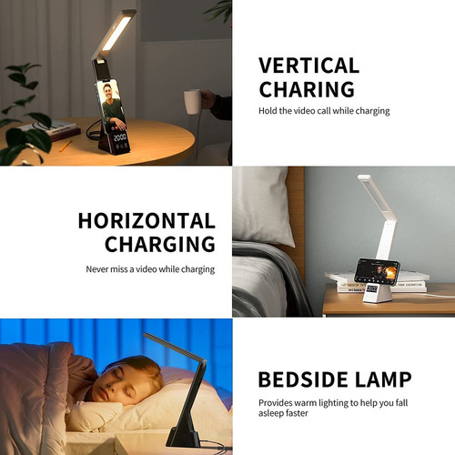* Lámpara De Escritorio Led Con Cargador Inalámbrico