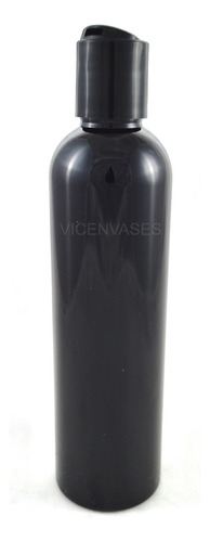 Botella Envase Negro 250ml Pet Con Tapa Disktop 50pzs