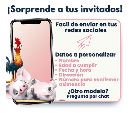 Invitación Digital Web Interactiva Animada Moana
