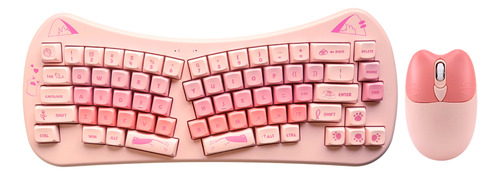 Combo Teclado Y Mouse Inalámbrico Notebook Pc Conexión Usb Mouse Rosa Oscuro Teclado Rosa Oscuro
