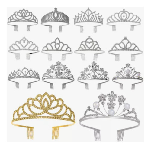 Diadema De Metal Con Strass Corona Fiesta/boda/15años 9900-b Plata