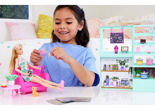 Mattel ® Barbie Cafetería Tienda Del Té Con 21 Accesorios