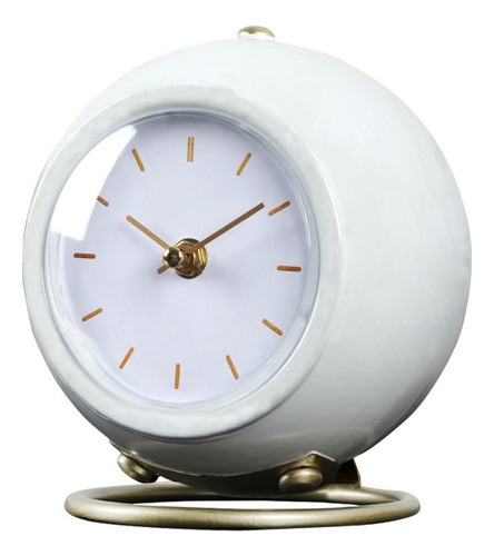Imagen 1 de 4 de Reloj De Mesa Metalico Con Pie De Hierro Dorado Deco