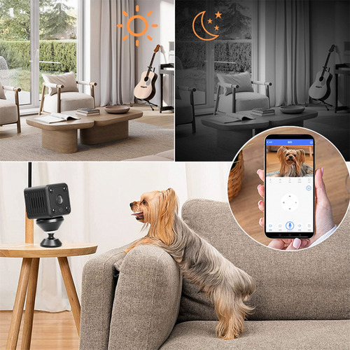 Mini Camara Espia Wifi Hd 1080p Recargable Vision Nocturna Color Negro