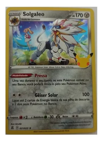 Carta Pokémon Lendário Solgaleo Celebrações