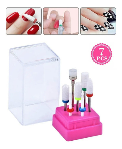 Imagen 2 de 7 de Kit Fresa Cerámica Manicura Pedicura Torno Uñas Gel Acrilico