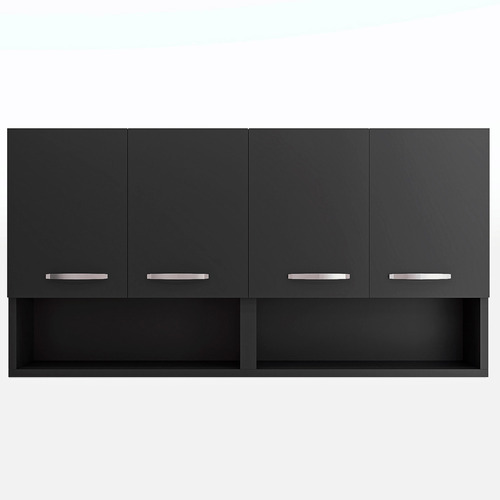 Nova Decor módulo paneleiro 1,20m armário parede cozinha multiuso cor preto