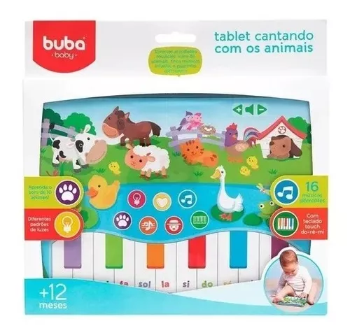 Tapete de Atividades com Piano Musical Infantil Animais Verde Baby