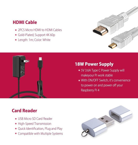 Geeekpi Kit De Inicio Para Raspberry Pi 4 4gb, Con Raspberry