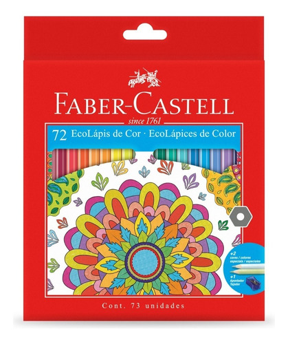 Lápices Colores Faber Castell Eco X72 Colores + Sacapuntas 