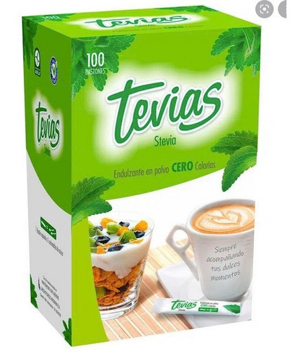 Tevias Stevia 100 Bastones - Endulzante Polvo Cero Calorías