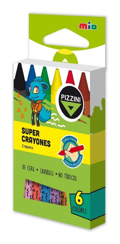 Lapices De Cera Crayones Pizzini Super X6 Colores