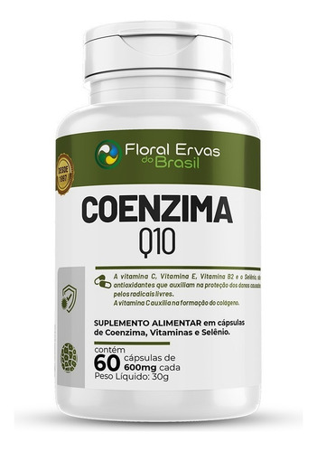 Coenzima Q10 600mg 60 Cápsulas + Selênio Vitamina E C B2 B6 Sabor Sem Sabor