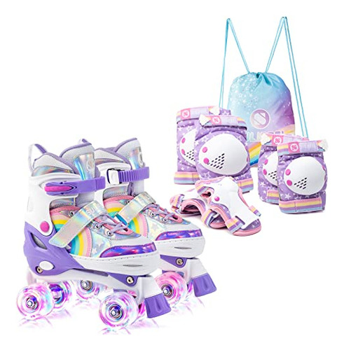 Sulifeel Rainbow Unicorn Patines Para Niños Con Equipo De P