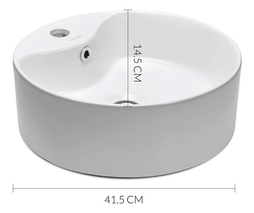 Imagen 2 de 3 de Bacha De Apoyo Peirano Circular Bch02 1 Agujero 415x145cm