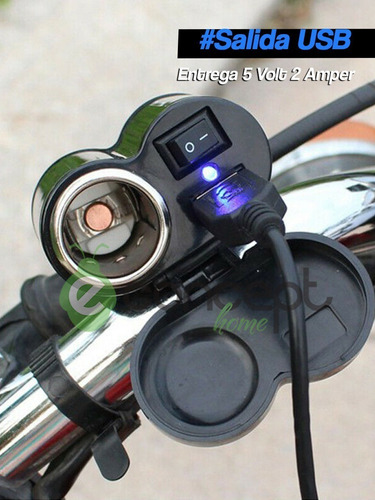 Imagen 6 de 10 de Toma Corriente Cargador Usb 12v Para Moto Escopeta + Regalo