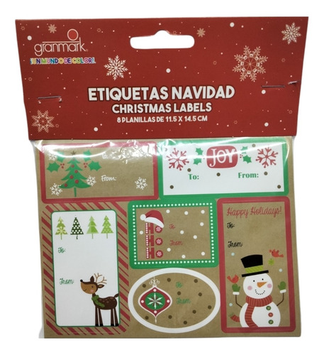Etiquetas Adhesivas Navidad Con 8 Plantillas 