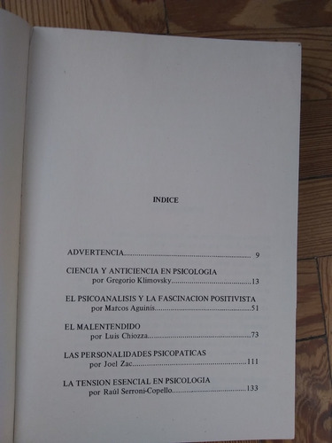 Klimovsky Aguinis Chiozza Y Otros Opiniones Sobre Psicologia (Usado)