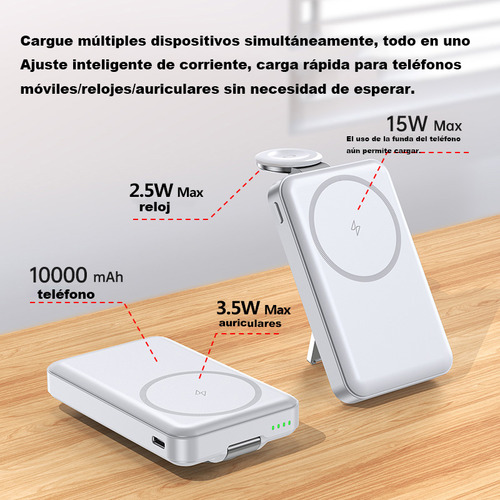 Batería Portátil Inalámbrica 2 En 1 T17 Blanco