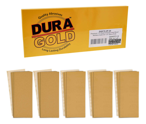 Dura-gold Papel De Lija Dorado De Grano 80, 120, 150, 220, 3