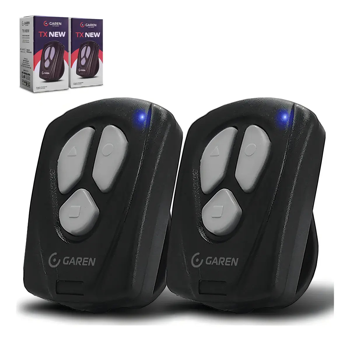 Kit 2 Controles Remotos Garen Preto Alarme Portão Eletrônico 433 MHz