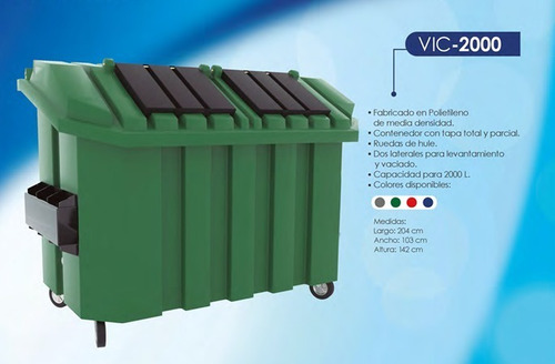Contenedor Para Basura 2000 L Con Ruedas Residuos