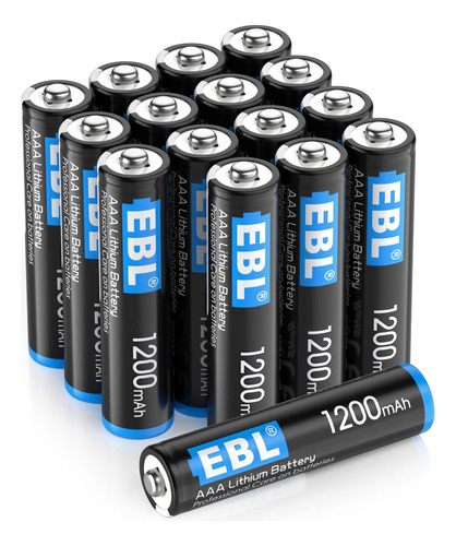 Ebl Paquete De 16 Baterias Aaa De Litio De 1200 Mah Y 1.5 V