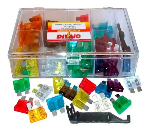 Imagen 1 de 6 de Kit Fusibles 80 Unidades Surtido Ficha Plana Autos