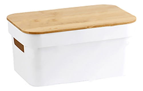 Caja Organizador Canasta Tapa Madera Baño Chico Trendy