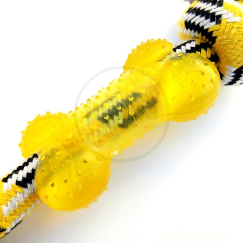 Imagen 8 de 10 de Soga De Algodón Con Nudos Y Hueso Pvc Perro Perritos Mascota